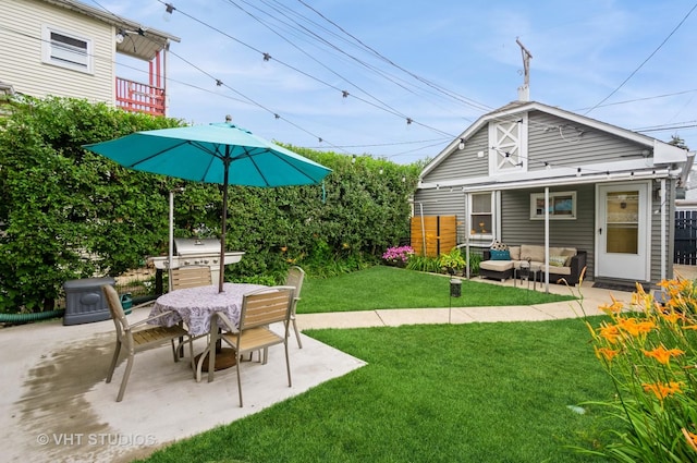 5128 W Carmen Ave, Chicago, IL 60630 - view of grassy yard with outdoor lounge area, a patio area, and outdoor dining space