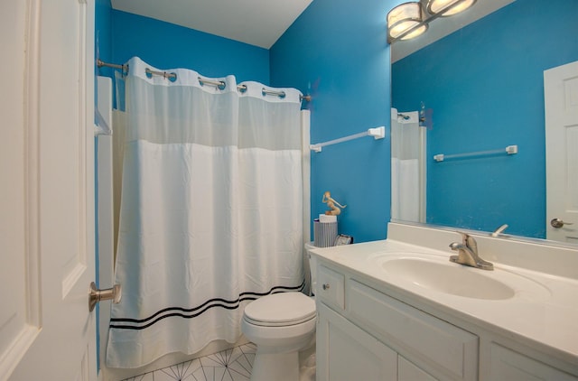 332 Stonemill Ln, Oswego, IL 60543 - bathroom with vanity, a shower with shower curtain, and tile patterned floors