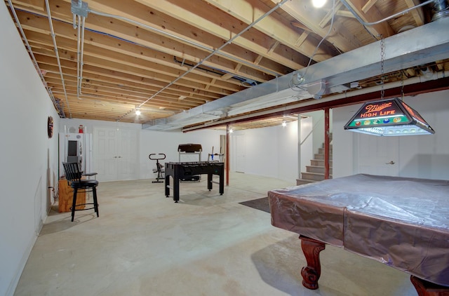 332 Stonemill Ln, Oswego, IL 60543 - basement with stairway and billiards