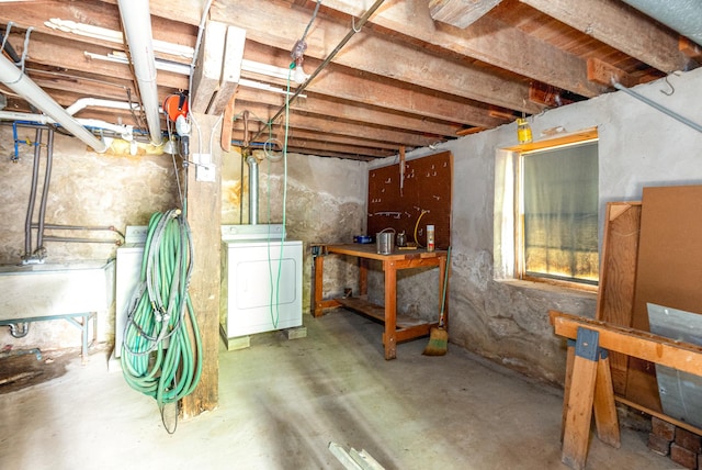 244 S Division St, Galena, IL 61036 - basement with separate washer and dryer and a workshop area