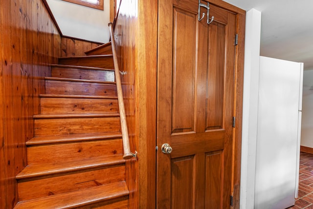 244 S Division St, Galena, IL 61036 - stairs with brick patterned floors and baseboards