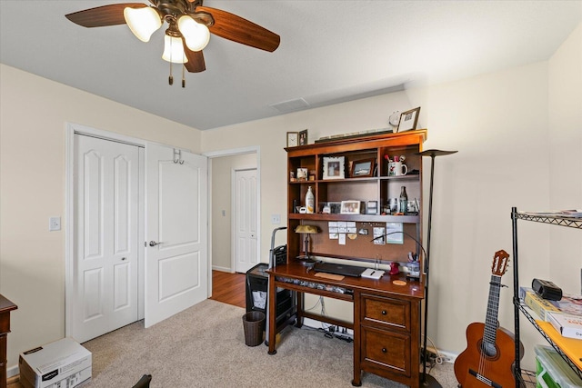 209A Evergreen St, Gifford, IL 61847 - office featuring carpet flooring and ceiling fan