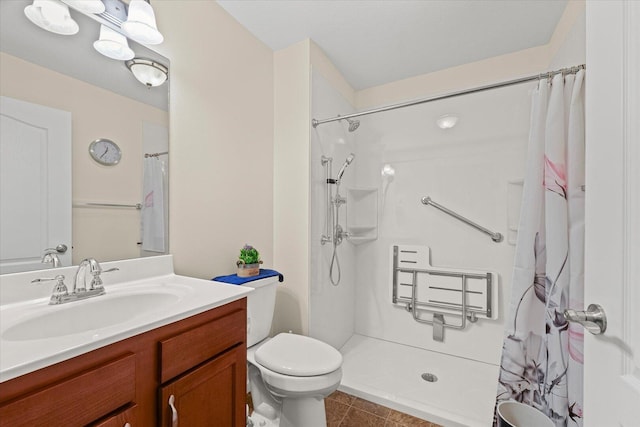 209A Evergreen St, Gifford, IL 61847 - bathroom with vanity, a shower with shower curtain, and tile patterned flooring