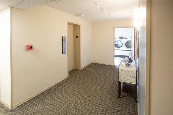 110 W Butterfield Rd Unit 405S, Elmhurst, IL 60126 - hallway featuring washing machine and dryer, elevator, and carpet floors