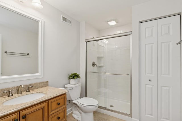 590 Oxford Ln, Lindenhurst, IL 60046 - full bathroom featuring a shower stall, vanity, a closet, and tile patterned floors