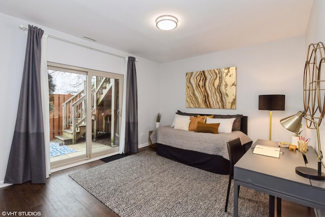 1487 N Clybourn Ave Unit B, Chicago, IL 60610 - bedroom featuring access to outside, wood finished floors, and a desk