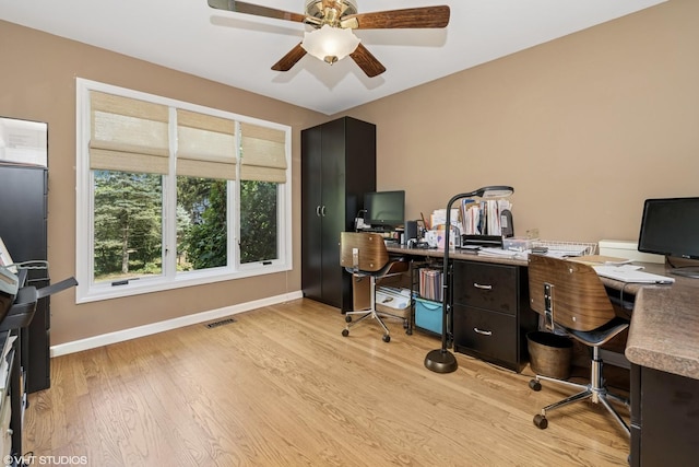 20830 W Exeter Rd, Kildeer, IL 60047 - home office featuring ceiling fan and light wood-type flooring