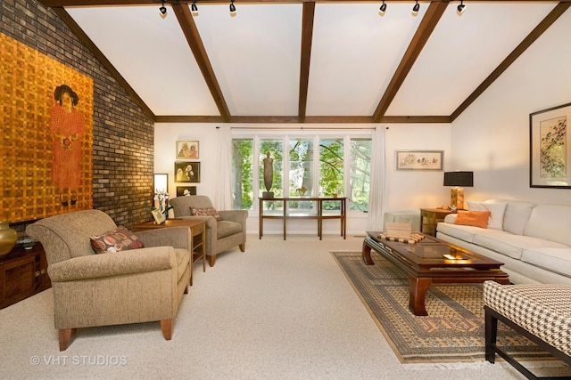 20830 W Exeter Rd, Kildeer, IL 60047 - living room featuring brick wall and light colored carpet