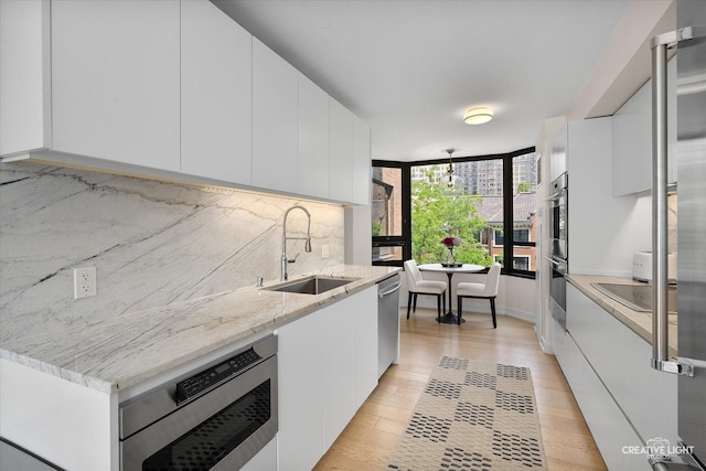 1410 N State Pkwy Unit 5B, Chicago, IL 60610 - kitchen featuring modern cabinets, white cabinetry, stainless steel dishwasher, and backsplash