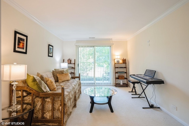 90 E Franklin Pl Unit 106, Lake Forest, IL 60045 - carpeted living area featuring ornamental molding