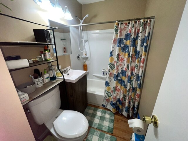 1313 Loral Ave, Joliet, IL 60435 - full bath with vanity, shower / bath combination with curtain, and wood finished floors