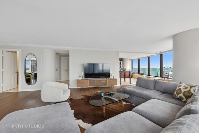 505 N Lake Shore Dr Unit 2110-11, Chicago, IL 60611 - living room featuring wood finished floors and crown molding