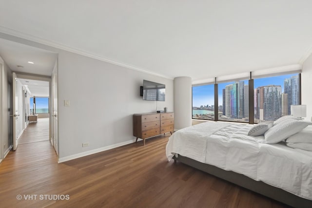505 N Lake Shore Dr Unit 2110-11, Chicago, IL 60611 - bedroom with wood finished floors and crown molding