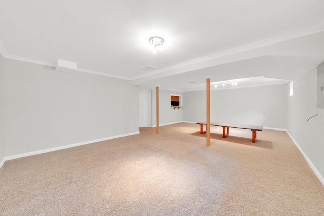 15 Harrison Ln, Streamwood, IL 60107 - finished below grade area featuring carpet flooring and ornamental molding