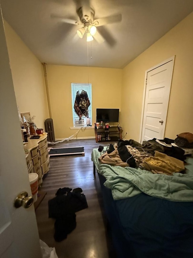 203 Union St, Joliet, IL 60433 - bedroom with dark wood-type flooring and a ceiling fan