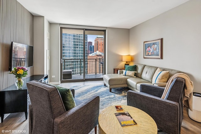 1101 S State St Unit 2202, Chicago, IL 60605 - living area with floor to ceiling windows and wood finished floors