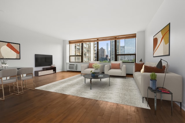 1360 N Sandburg Ter Unit 703C, Chicago, IL 60610 - living room with wood-type flooring and a wall mounted air conditioner