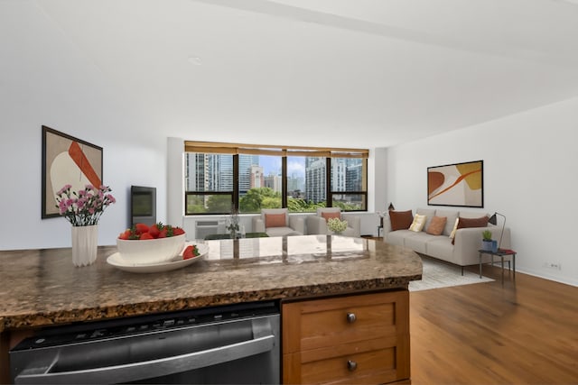 1360 N Sandburg Ter Unit 703C, Chicago, IL 60610 - kitchen with open floor plan, light wood-type flooring, and dishwasher