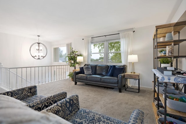 1669 W Bayside Ct, Hoffman Estates, IL 60192 - living room with a chandelier and carpet floors
