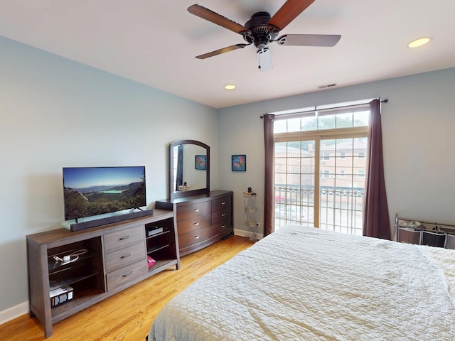 4968 N Milwaukee Ave Unit 2W, Chicago, IL 60630 - bedroom with light wood-style flooring, recessed lighting, and ceiling fan