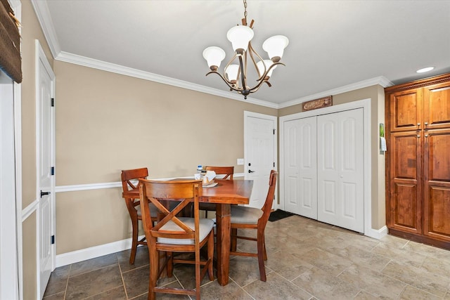 4537 Nicklaus Dr, Champaign, IL 61822 - dining area with a chandelier, crown molding, and stone finish flooring