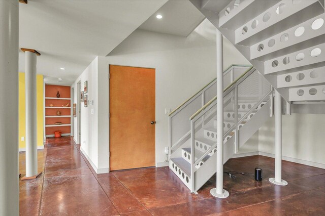 2405 Prairieridge Pl, Champaign, IL 61822 - staircase with finished concrete flooring and recessed lighting