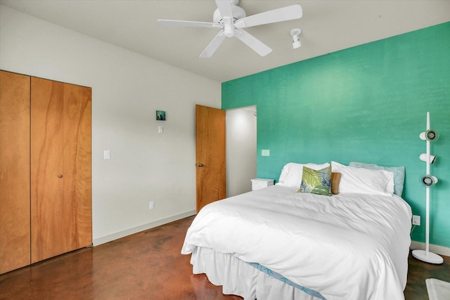 2405 Prairieridge Pl, Champaign, IL 61822 - bedroom featuring a ceiling fan and concrete flooring