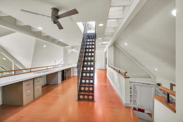 2405 Prairieridge Pl, Champaign, IL 61822 - wine room featuring a ceiling fan and recessed lighting