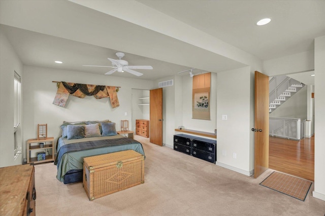 2405 Prairieridge Pl, Champaign, IL 61822 - bedroom with recessed lighting, carpet flooring, and a ceiling fan