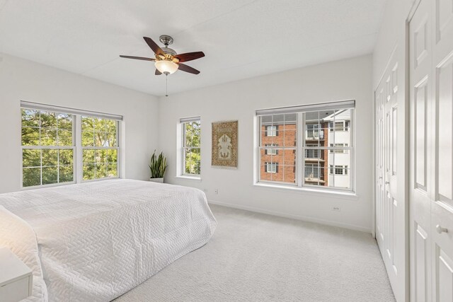 400 Mcdaniels Cir Unit 303, Clarendon Hills, IL 60514 - bedroom featuring light carpet and ceiling fan
