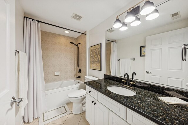 400 Mcdaniels Cir Unit 303, Clarendon Hills, IL 60514 - full bathroom featuring shower / bath combination with curtain, vanity, and tile patterned flooring