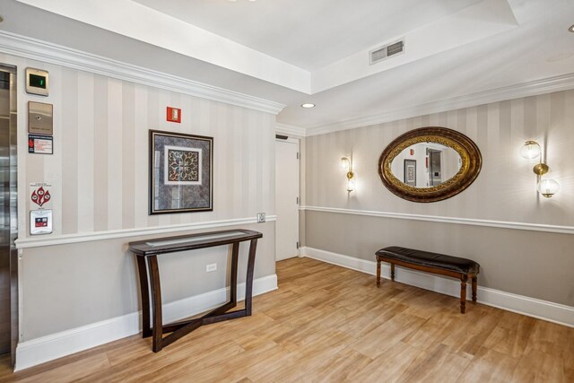 400 Mcdaniels Cir Unit 303, Clarendon Hills, IL 60514 - sitting room with wood finished floors, ornamental molding, and recessed lighting