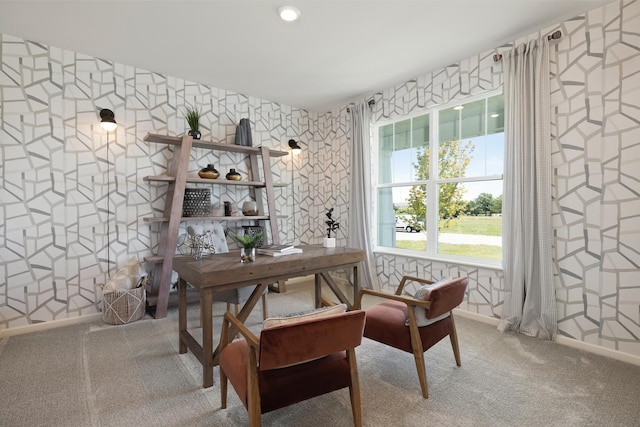 614 Lismore Cir, Elgin, IL 60124 - home office with carpet flooring and wallpapered walls