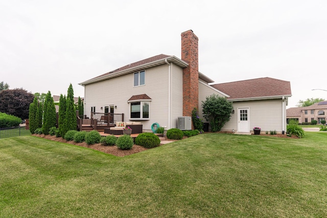 1132 Swanberg Ct, Sycamore, IL 60178 - back of property featuring outdoor lounge area, a chimney, a wooden deck, and a shingled roof