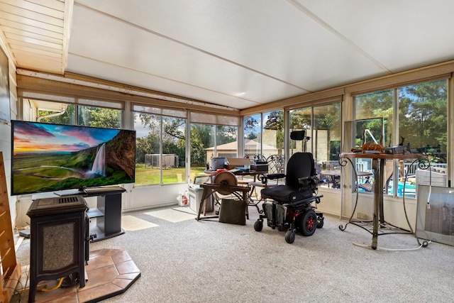 17257 W Rich Ct, Elwood, IL 60421 - sunroom / solarium featuring carpet floors and lofted ceiling