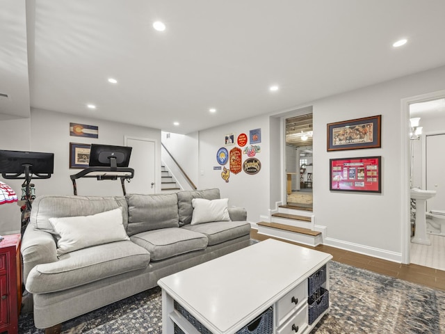 239 7th Ave, La Grange, IL 60525 - living area with stairway and recessed lighting