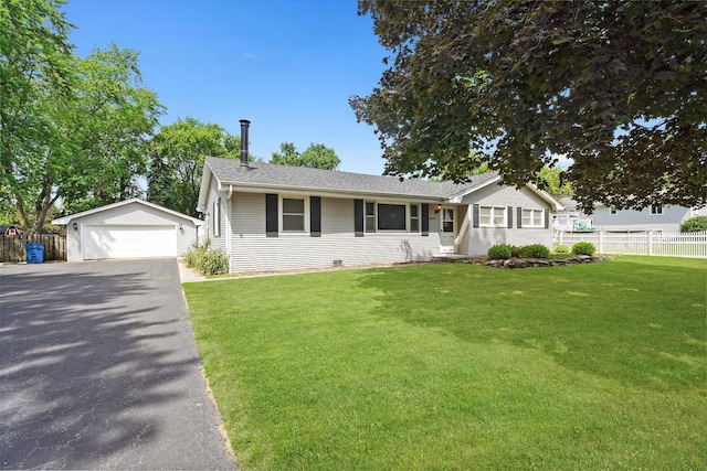 2425 Lockner Blvd, Joliet, IL 60431 - ranch-style home with an outdoor structure, a garage, and a shingled roof