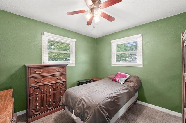 2425 Lockner Blvd, Joliet, IL 60431 - bedroom featuring multiple windows, carpet flooring, ceiling fan, and a textured wall