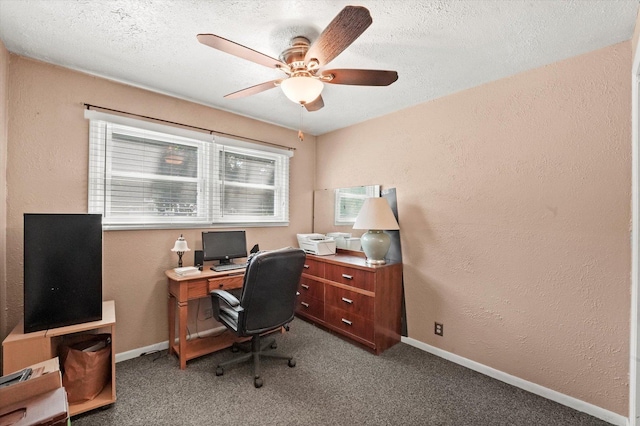 2425 Lockner Blvd, Joliet, IL 60431 - carpeted office space with a ceiling fan, a textured ceiling, and a textured wall