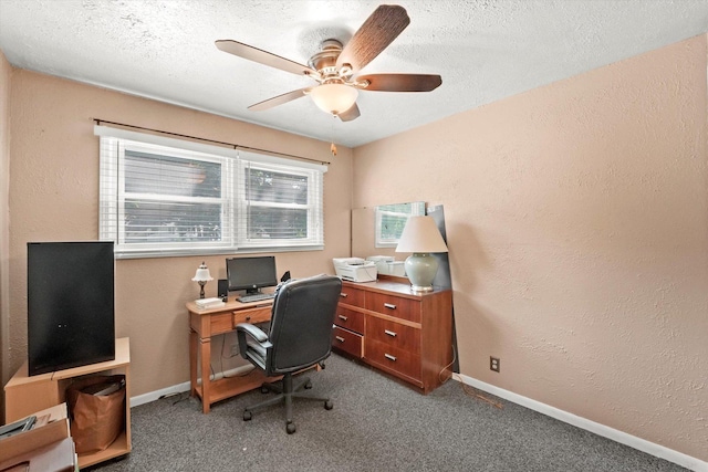 2425 Lockner Blvd, Joliet, IL 60431 - office featuring ceiling fan, a textured ceiling, a textured wall, and carpet floors