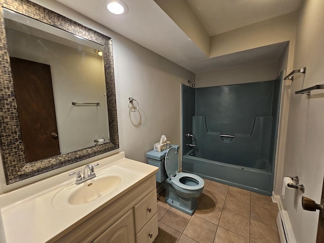 623 Westmoreland Ave, Waukegan, IL 60085 - full bath with vanity, tile patterned flooring, shower / tub combination, and recessed lighting