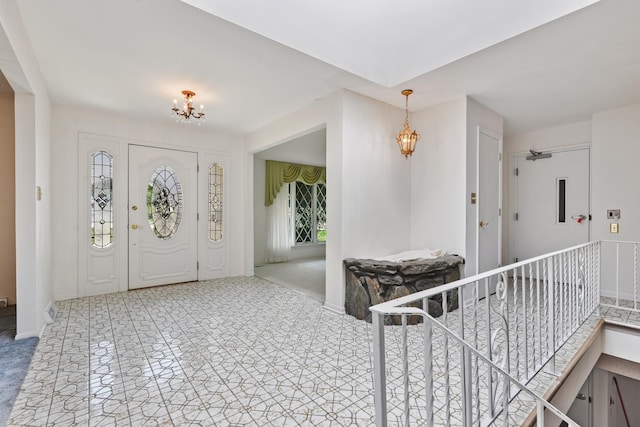 712 Ridge Rd, Lemont, IL 60439 - foyer entrance with a chandelier and baseboards