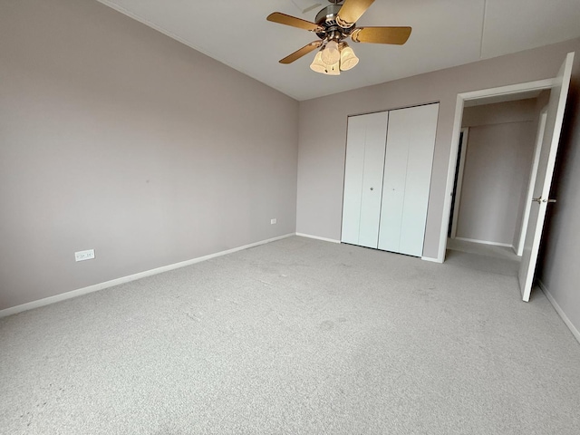 555 Graceland Ave Unit 505, Des Plaines, IL 60016 - unfurnished bedroom featuring carpet flooring, a closet, and a ceiling fan