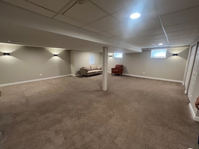 1312 Strawbridge Ct, Naperville, IL 60565 - basement featuring carpet and a paneled ceiling