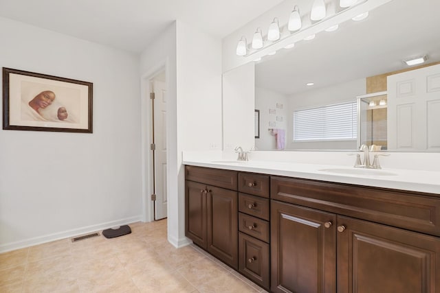 72 Kenneth Ave, Matteson, IL 60443 - bathroom with double vanity, a shower with door, and tile patterned flooring