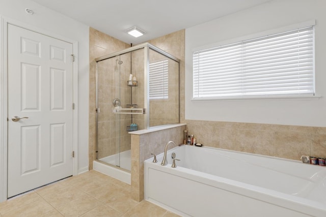 72 Kenneth Ave, Matteson, IL 60443 - full bath with a garden tub, a shower stall, tile patterned flooring, and healthy amount of natural light