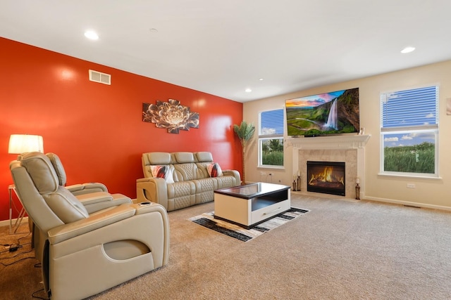 72 Kenneth Ave, Matteson, IL 60443 - living area with carpet, a high end fireplace, and recessed lighting