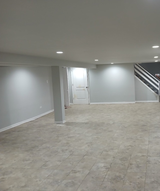 498 Crandon Ave, Calumet City, IL 60409 - finished below grade area with recessed lighting and stairs