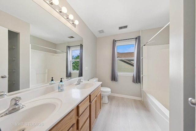 805 W Mystic Ln, Romeoville, IL 60446 - full bath with double vanity,  shower combination, wood finished floors, and plenty of natural light