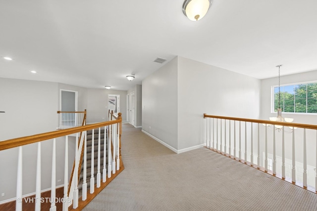 805 W Mystic Ln, Romeoville, IL 60446 - corridor featuring an upstairs landing, carpet, and recessed lighting
